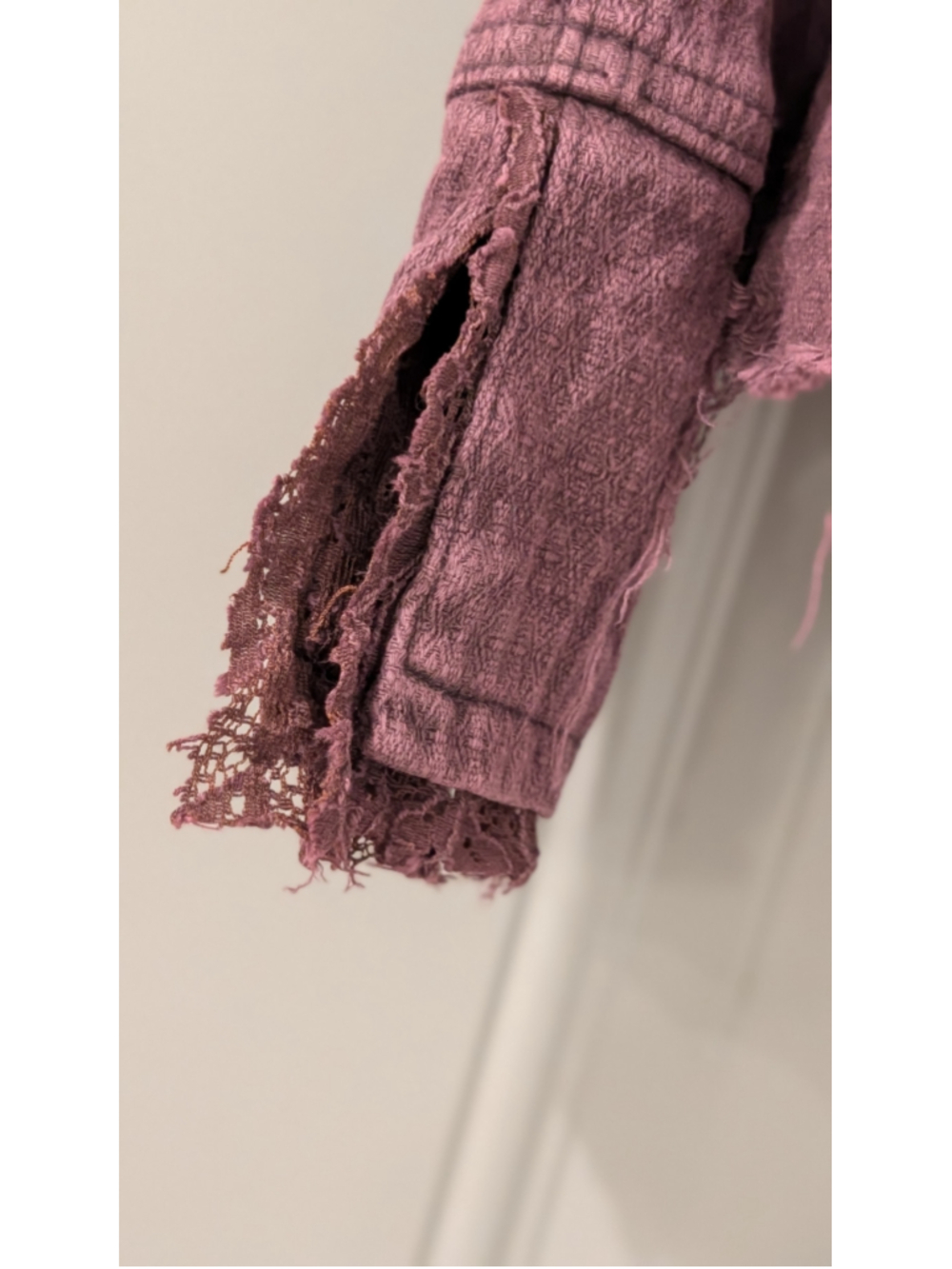 Women's Free People Distressed Lace-Trim Jacket, Size Small /P -Purple/Brown - Picture 8 of 10